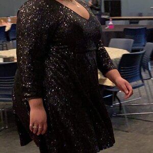 Torrid Mini Sequins Skater Dress Size 3 Black